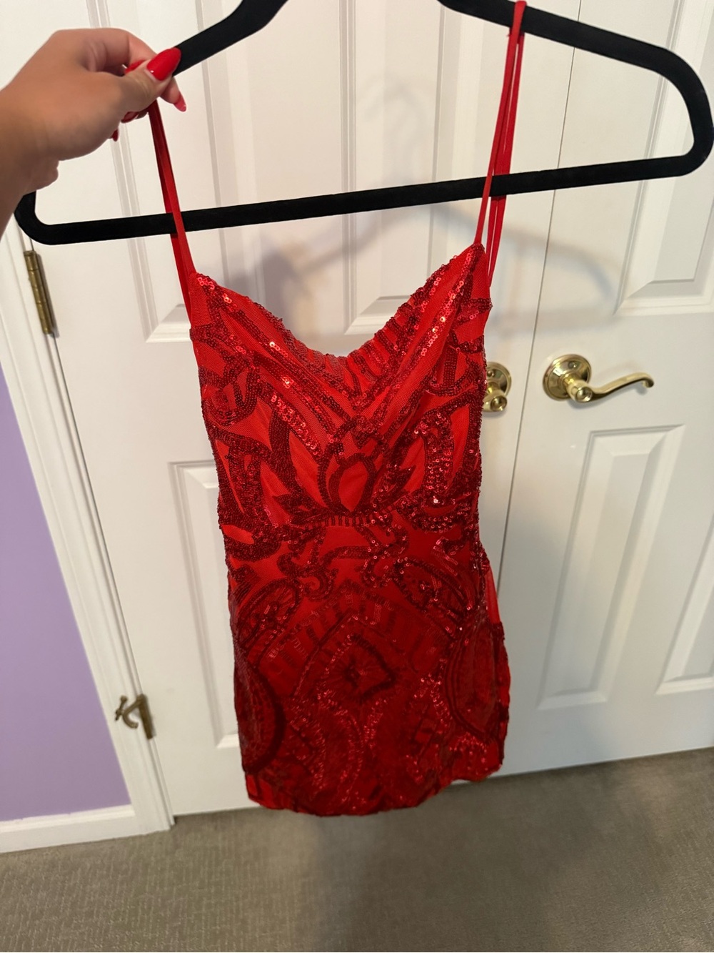 Lucy in the Sky Red Sequin Spaghetti-Strap Mini Dress